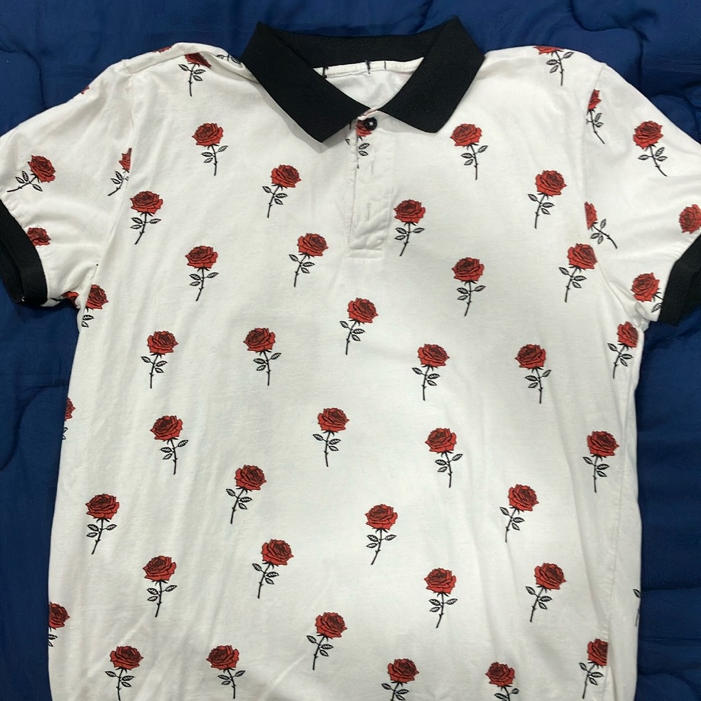 Forever 21 Rose Print Polo